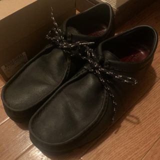 クラークス(Clarks)のCLARKS wallabee GTX ブラックレザー　UK9(スリッポン/モカシン)