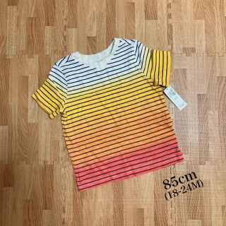 オールドネイビー(Old Navy)のボーダー Tシャツ　85cm／オレンジ系(Ｔシャツ)