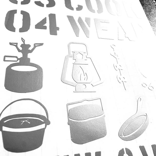 キャンプステッカーセットVol1  シルバー ハンドメイドの文具/ステーショナリー(しおり/ステッカー)の商品写真