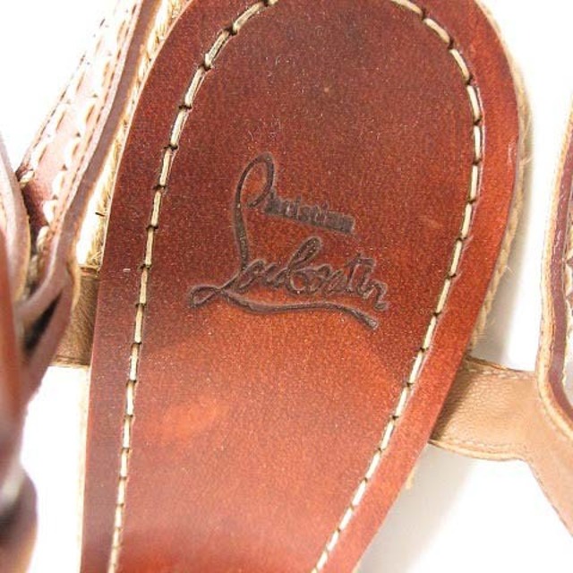 Christian Louboutin(クリスチャンルブタン)のクリスチャンルブタン サンダル ウェッジソール Wソール 厚底 レザー  茶 レディースの靴/シューズ(サンダル)の商品写真