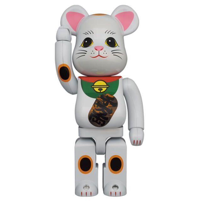 MEDICOM TOY(メディコムトイ)のBE@RBRICK 招き猫 白メッキ 発光 400％ ベアブリック 2個セット エンタメ/ホビーのフィギュア(その他)の商品写真