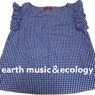 アースミュージックアンドエコロジー(earth music & ecology)の 美品　earth music＆ecology  トップス  ギンガムチェック(シャツ/ブラウス(半袖/袖なし))