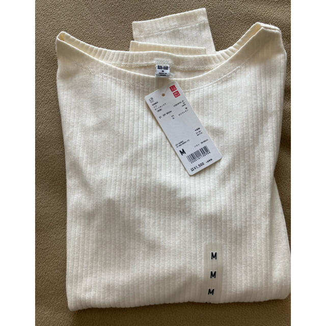 UNIQLO(ユニクロ)の「新品未使用」ユニクロ　リブボートネックT レディースのトップス(Tシャツ(長袖/七分))の商品写真