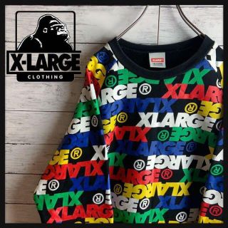 エクストララージ(XLARGE)の【希少デザイン】エクストララージ ロゴ総柄プリント厚手スウェット ストリート(スウェット)