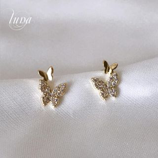 ヨンドシー(4℃)のpapillon pave pierce☆S925 post GOLD(ピアス)