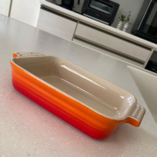 ルクルーゼ(LE CREUSET)のル・クルーゼ レクタンギュラーベイクディッシュ   オレンジ(食器)