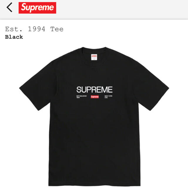 トップスSupreme 2021fw Est. 1994 Tee XL 黒