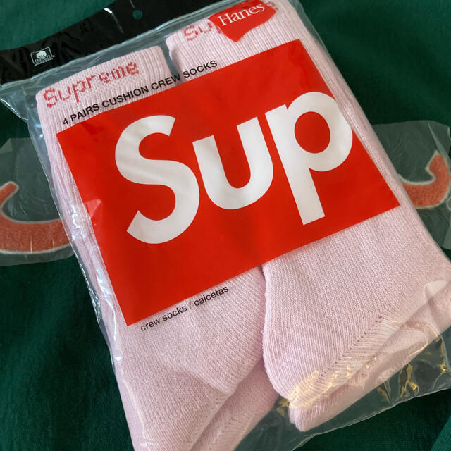 Supreme®/Hanes® Crew Socks 21fw pink 1足 - レッグウェア