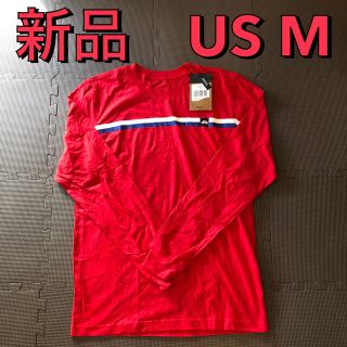 ザノースフェイス(THE NORTH FACE)の海外限定　新品　ノースフェイス　トリコロール　メンズロンT ロングスリーブ　赤(Tシャツ/カットソー(七分/長袖))