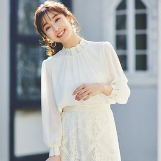 アナトリエ(anatelier)のミケさま 新品未使用♡デコラスタンドネックシフォンブラウス ブラック(シャツ/ブラウス(長袖/七分))