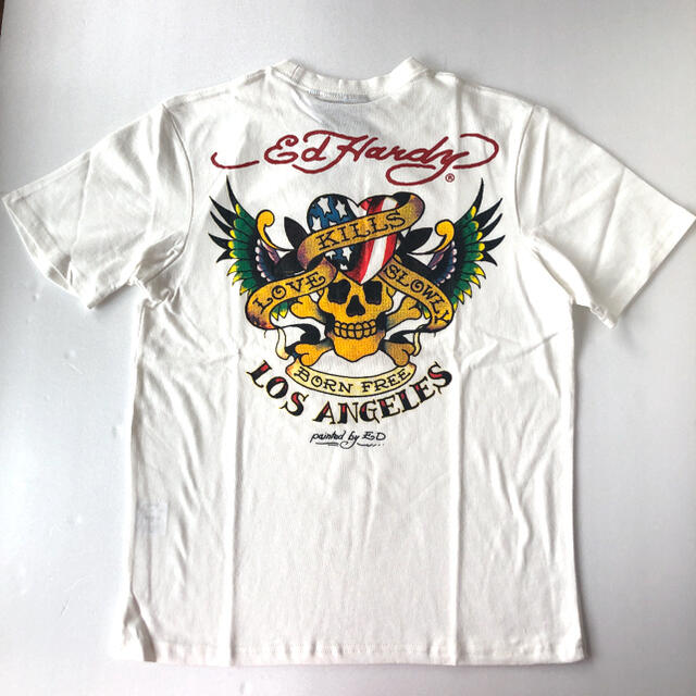 Ed Hardy(エドハーディー)のエドハーディー天竺ラブキルカラープリントTシャツ　ホワイトM新品 メンズのトップス(Tシャツ/カットソー(半袖/袖なし))の商品写真