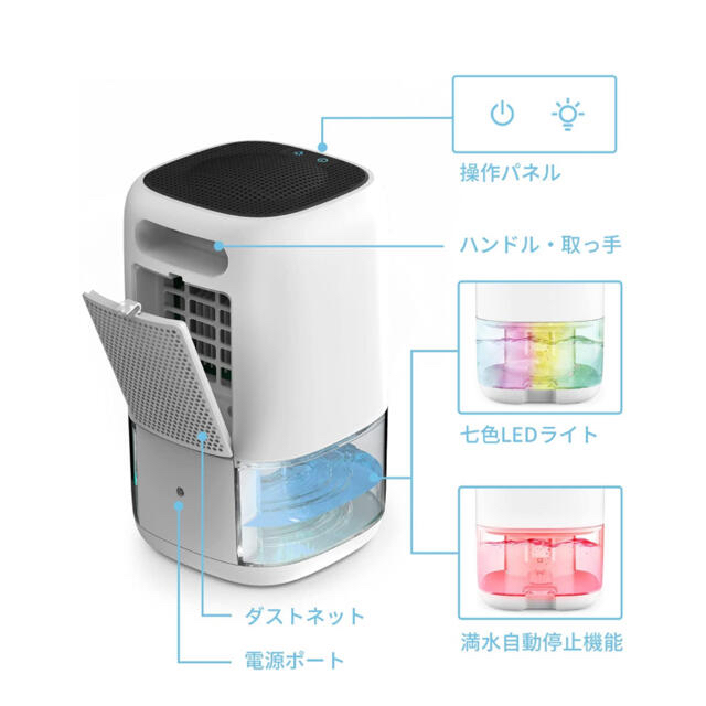 《新品未開封》除湿機  除湿乾燥機 1000ml ホワイト Amazon正規購入 スマホ/家電/カメラの生活家電(加湿器/除湿機)の商品写真