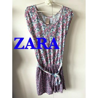 ザラ(ZARA)の■美品■ZARA レトロ花柄 ミニワンピース(ミニワンピース)