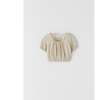 ザラキッズ(ZARA KIDS)のカットアウトリネントップス 6y(116)(ブラウス)