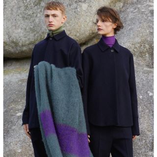 ジルサンダー(Jil Sander)のJIL SANDER+ ウールシャツ サイズ48 ネイビー イタリア製(シャツ)