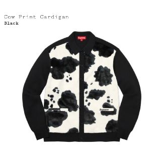 シュプリーム(Supreme)のsupreme Cow Print Cardigan black 黒 Sサイズ(カーディガン)