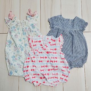 ベビー服 3点セット 60～70 女の子 ロンパース 浴衣風 甚平風(ロンパース)