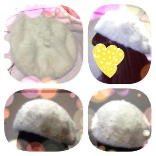ふわふわ白ベレー帽♡(ハンチング/ベレー帽)