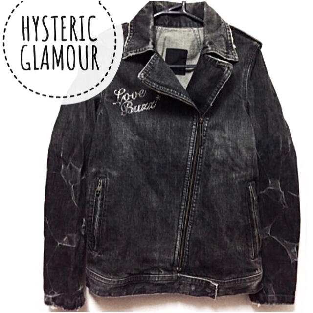 HYSTERIC GLAMOUR(ヒステリックグラマー)のヒステリックグラマー【美品】ダメージ加工 ブラック デニム ライダース Gジャン レディースのジャケット/アウター(Gジャン/デニムジャケット)の商品写真