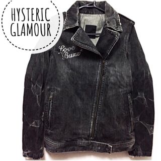 ヒステリックグラマー(HYSTERIC GLAMOUR)のヒステリックグラマー【美品】ダメージ加工 ブラック デニム ライダース Gジャン(Gジャン/デニムジャケット)