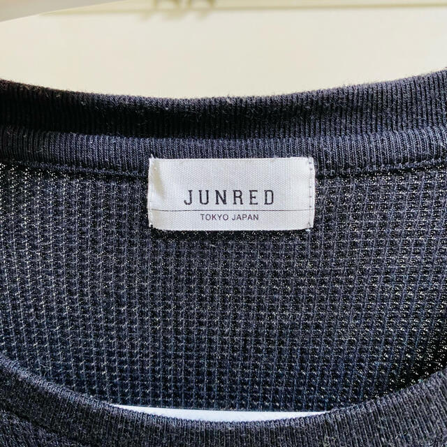 JUNRED(ジュンレッド)のJUNRED ニット Tシャツ カットソー 黒 ブラック L 七分袖 半袖 メンズのトップス(Tシャツ/カットソー(七分/長袖))の商品写真