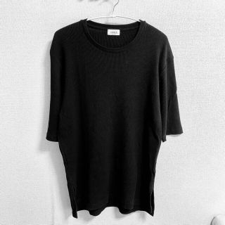 ジュンレッド(JUNRED)のJUNRED ニット Tシャツ カットソー 黒 ブラック L 七分袖 半袖(Tシャツ/カットソー(七分/長袖))