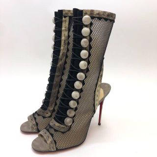 クリスチャンルブタン(Christian Louboutin)の【未使用】クリスチャンルブタン レースアップ ハイヒール ミュール パイソン(ハイヒール/パンプス)