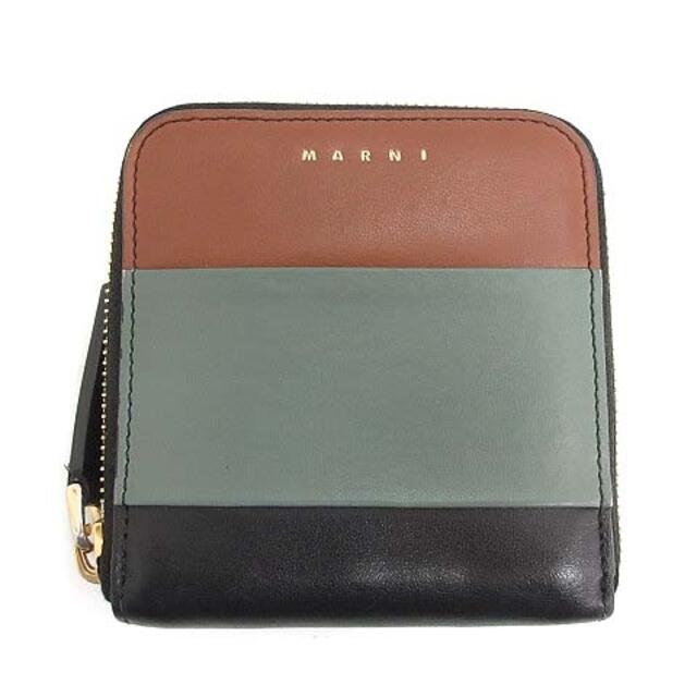 Marni(マルニ)のマルニ 財布 コンパクト財布 二つ折り 小銭入れ ラウンドジップ レザー 黒 茶 レディースのファッション小物(財布)の商品写真