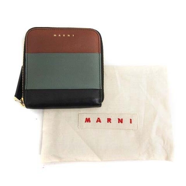 Marni(マルニ)のマルニ 財布 コンパクト財布 二つ折り 小銭入れ ラウンドジップ レザー 黒 茶 レディースのファッション小物(財布)の商品写真