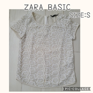 ザラ(ZARA)のZARA BASIC　ザラベーシック　ザラ　トップス　カットソー　レース　半袖(カットソー(半袖/袖なし))