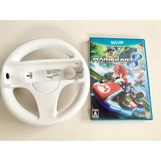 ウィーユー(Wii U)の任天堂 wiiU マリオカート8 wiiハンドル セット(家庭用ゲームソフト)