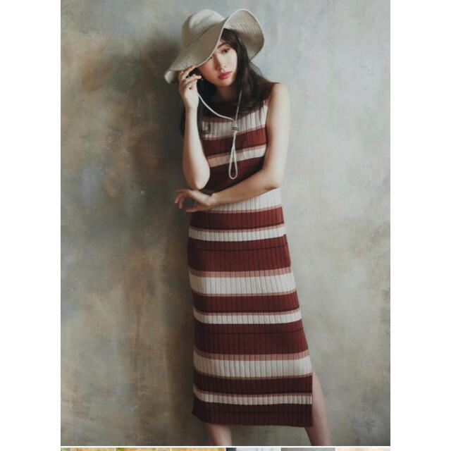 Cotton Striped Ribbed Knit Dress