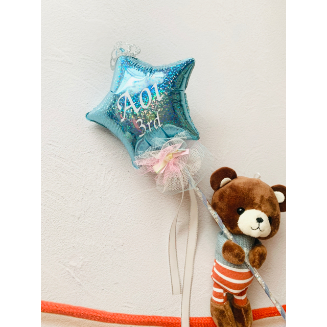 birthday 魔法スティック　ピンク　名前入り　バルーン　星　誕生日　ギフ ハンドメイドのキッズ/ベビー(おもちゃ/雑貨)の商品写真