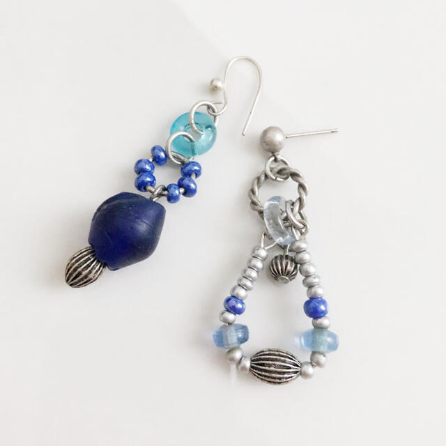 Vintage ＊ blue beads pierce set レディースのアクセサリー(ピアス)の商品写真
