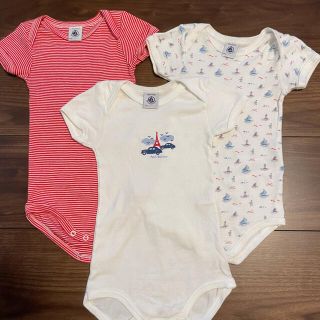 プチバトー(PETIT BATEAU)のPETIT BETEAU ロンパース74cm 3枚セット(ロンパース)