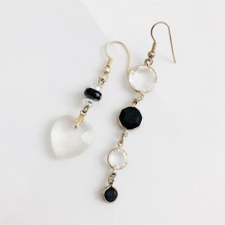 Vintage ＊ clear & black beads pierce set(ピアス)