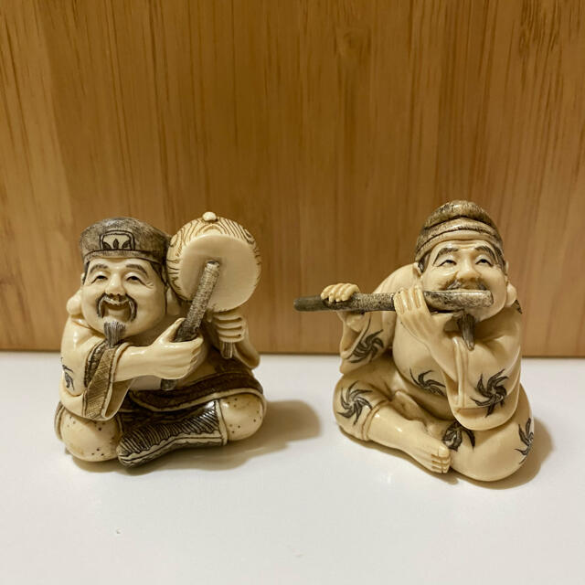 古美術 根付 彫刻 恵比寿 大黒 在銘あり rotondaro.com.uy