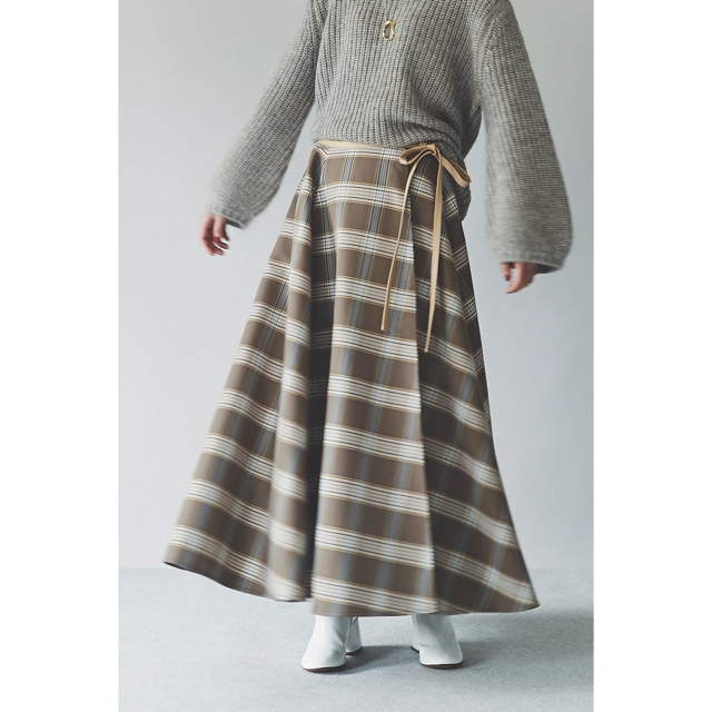 【Uhr(ウーア)】Plaid Flare Wrap Skirt ラップスカート レディースのスカート(ロングスカート)の商品写真