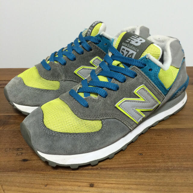 New Balance - ニューバランス 574 23cm グレー 黄緑 ブルーの通販 by ...