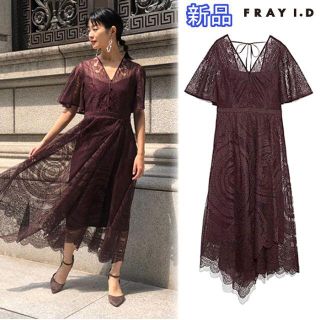 新品 FRAY I.D パネルレースアシメドレス