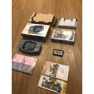 ゲームボーイアドバンス(ゲームボーイアドバンス)のGBA ゲームボーイアドバンス 本体 ミルキーブルー マリオアドバンス2(携帯用ゲーム機本体)