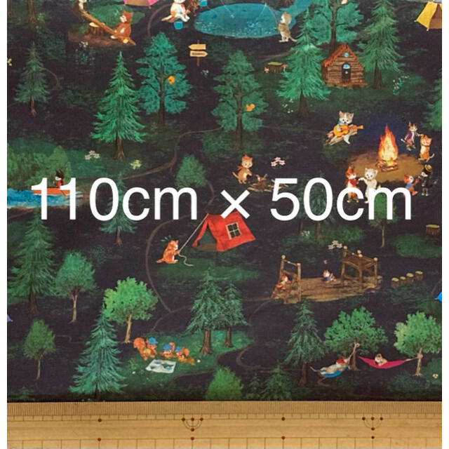 franche lippee(フランシュリッペ)のyukiemon ユキエモン　110cm ×50cm  キャンプ　ネイビー ハンドメイドの素材/材料(生地/糸)の商品写真