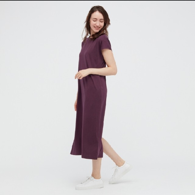 UNIQLO(ユニクロ)のUNIQLO　大きいサイズ　スムースコットン　フレンチスリーブ　ロングワンピース レディースのワンピース(ロングワンピース/マキシワンピース)の商品写真