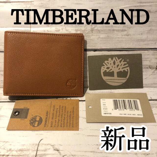 Timberland(ティンバーランド)の新品 ティンバーランド Timberland 二つ折り財布 レザー 茶 ブラウン メンズのファッション小物(折り財布)の商品写真