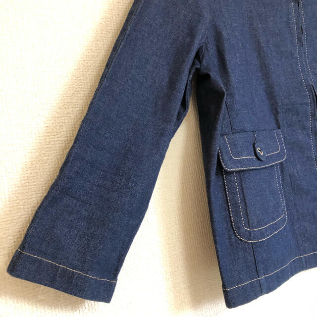 【美品】モカシン デニムジャケット Gジャン ノーカラー M ショート丈 レディースのジャケット/アウター(Gジャン/デニムジャケット)の商品写真