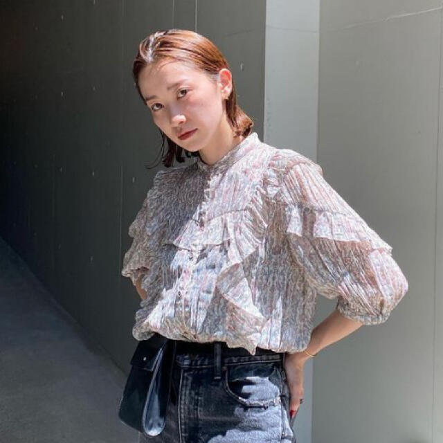 MOUSSY♡一部限定SHEER LAME RUFFLE BLOUSE