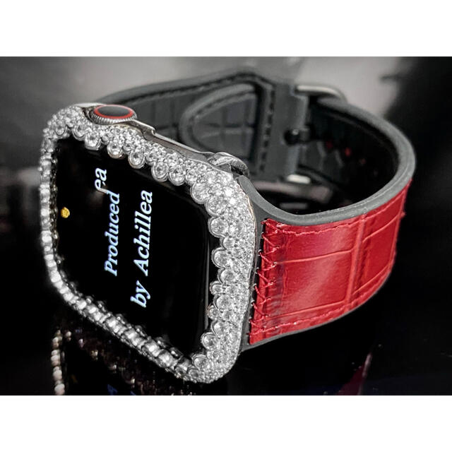 アップルウォッチ用カスタムベゼルダイヤカバーベルトセット　シャンパンバブル メンズの時計(腕時計(デジタル))の商品写真