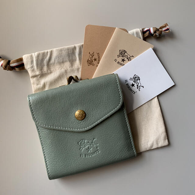 IL BISONTE(イルビゾンテ)のイルビゾンテ がま口 二つ折り 財布 セージ グリーン レディースのファッション小物(財布)の商品写真