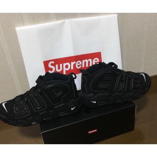 シュプリーム(Supreme)のNIKE×Supreme air more uptempo 27cm 黒 (スニーカー)