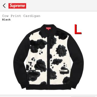 シュプリーム(Supreme)の21aw fw Supreme Cow Print Cardigan 黒 Ｌ(カーディガン)